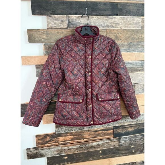 Talbots PAISLEY QUILTED JACKET zip & pockets petite size small - Picture 3 of 10
